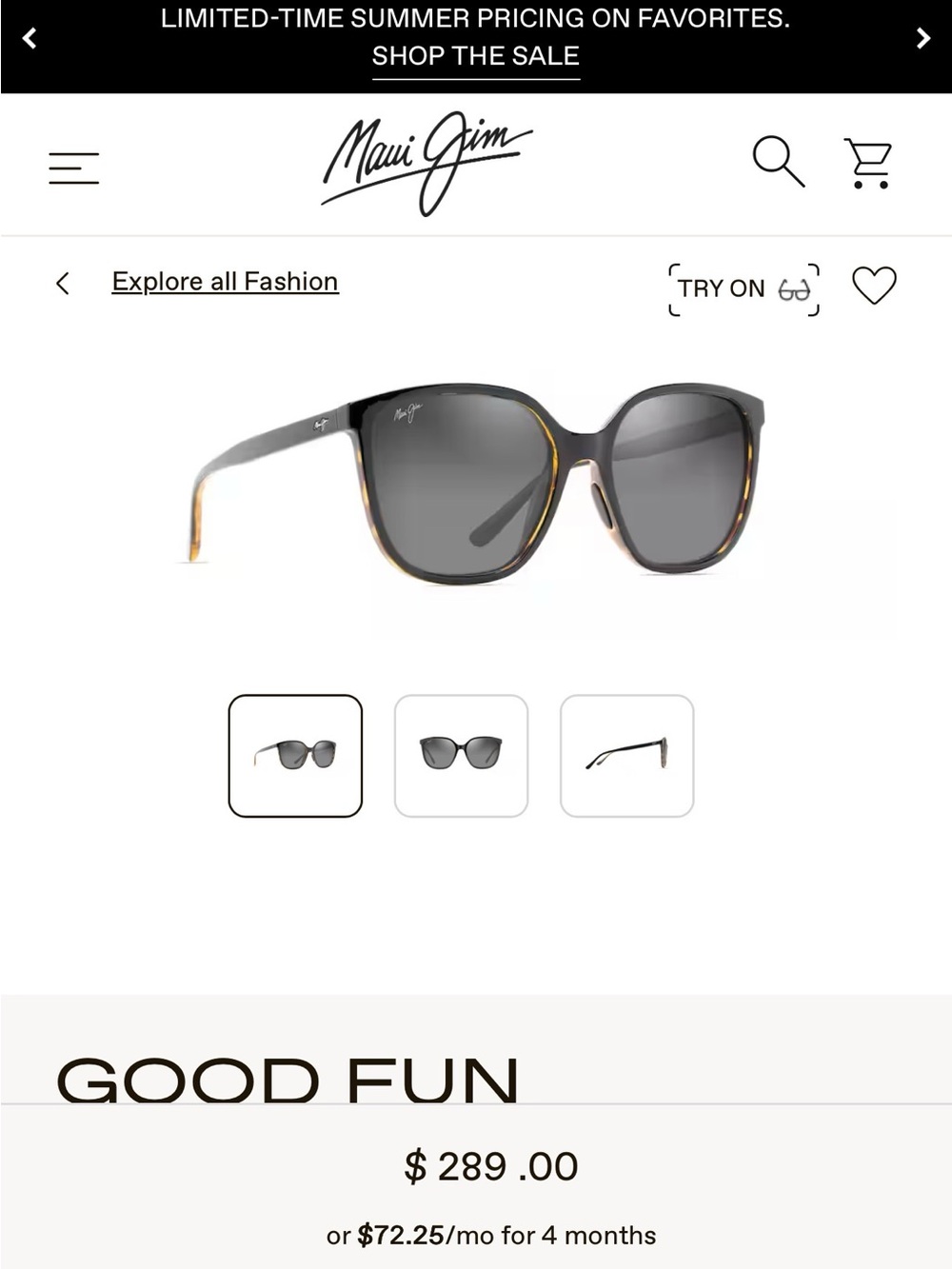 Maui Jim Women's Tortoise Shell Polarized Sunglasses- Good Fun - Picture 5 of 5